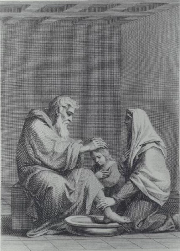 52-Luigi Basiletti –Vecchio benedice un bambino in presenza della madre 